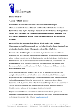 WIESENDANGEN Lesesommer *Zack!* Stark lesen!
