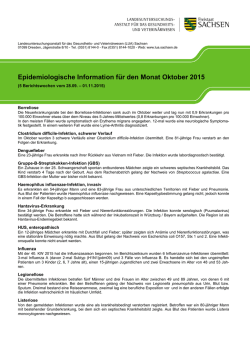 Epidemiologischer Monatsbericht der LUA Sachsen