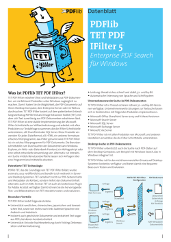 PDFlib TET PDF IFilter Datenblatt