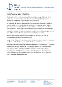 Gute Auslastung bei Pella Sietas