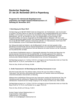 Deutscher Seglertag 27. bis 29. November 2015 in