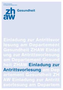 E inladungzur A ntrittsvorlesungam D epartement G