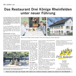 Das Restaurant Drei Könige Rheinfelden unter neuer Führung