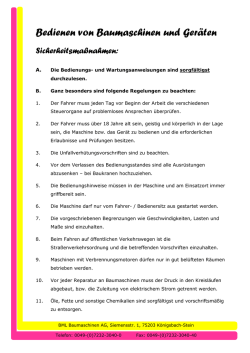 Bedienen von Baumaschinen und Ger&auml;ten