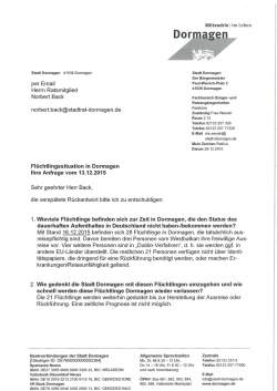 Antwort RM Back Flüchtlingssituation