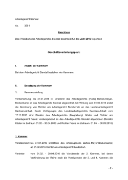Geschäftsverteilungsplan - Arbeitsgericht Stendal - Sachsen