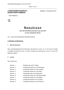 Geschäftsverteilungsplan 2016 - Landesarbeitsgericht Baden