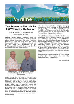 Zum Jahresende löst sich der RGZV Wittekind Herford auf