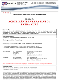 Technisches Merkblatt ACRYL-HÄRTER ULTRA PLUS 2