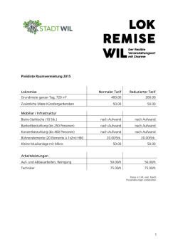 1 Preisliste Raumvermietung 2015 Lokremise Normaler
