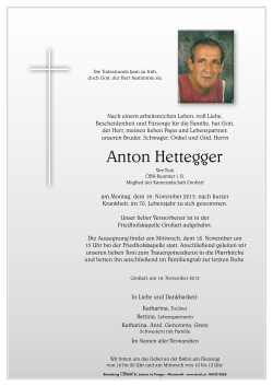 Anton Hettegger - Bestattung Sterzl