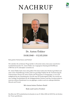 Nachruf Dr. Anton Öckher - NÖ Landesfischereiverband