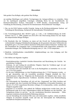 Hinweisblatt Sehr geehrte Frau Kollegin, sehr geehrter Herr Kollege
