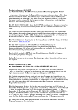 Rundschreiben vom 22.05.2015 zur Aufrechterhaltung der - GG-Cert