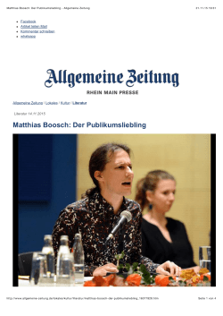 Matthias Boosch: Der Publikumsliebling - Allgemeine Zeitung