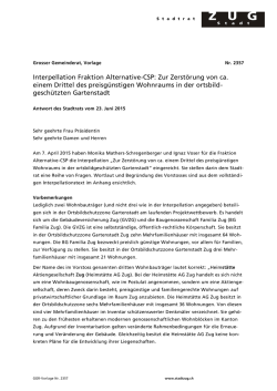 Interpellation Fraktion Alternative-CSP: Zur Zerst&ouml;rung