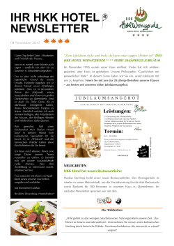 Newsletter November 15 - HKK Hotel Wernigerode