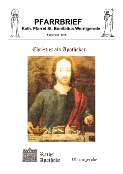 Pfarrbrief Nummer 01/2016 - Kath. Kirche Wernigerode