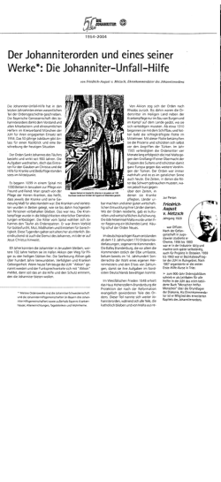Der Johanniterorden und eines seiner Werke