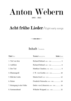 Acht frühe Lieder / Eight early songs