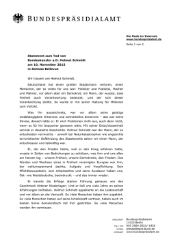 Statement zum Tod von Bundeskanzler a.D.