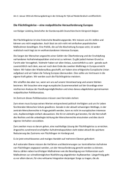 Die Flüchtlingskrise – eine realpolitische Herausforderung Europas