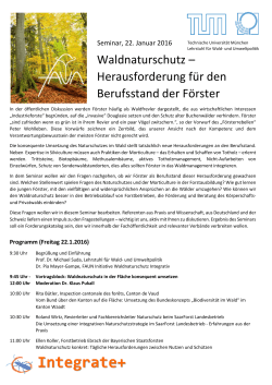 Einladung zum Seminar "Waldnaturschutz – Herausforderung für