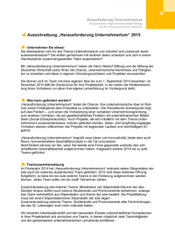 Informationen zur Bewerbung f&uuml;r das F&ouml;rderjahr 2015
