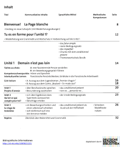 Inhalt Bienvenue! La Page blanche Tu es en forme pour l`unite 1