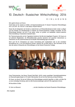 E I N L A D U N G - Wirtschaftsclub Russland