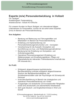 Experte (m/w) Personalentwicklung in Vollzeit