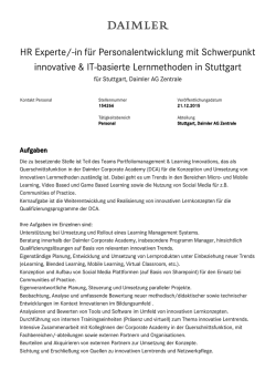 HR Experte/-in für Personalentwicklung mit Schwerpunkt innovative
