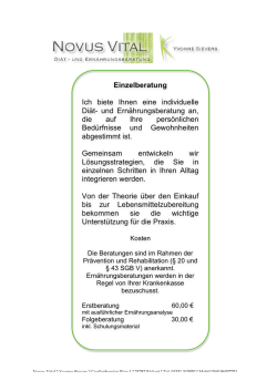 Einzelberatung Ich biete Ihnen eine individuelle Diät