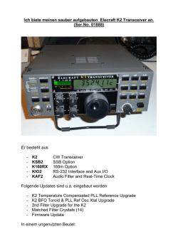 Ich biete meinen Elecraft K2 Transceiver (Ser