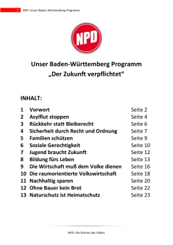 Unser Baden-Württemberg Programm „Der Zukunft verpflichtet“