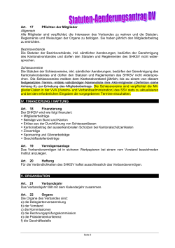 Änderung Statuten SHKSV - Schaffhausen Kantonalschützenverband