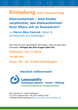 Einladung zum Fachvortrag Elternunterhalt – sind Kinder verpflichtet