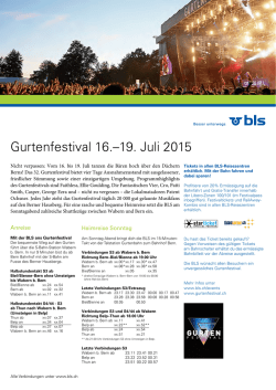 Gurtenfestival 16.&ndash;19. Juli 2015