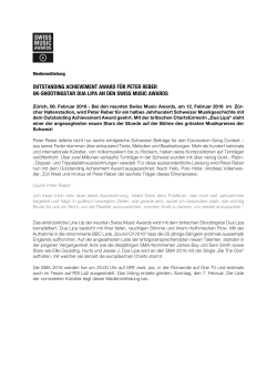 Pressemitteilung - Swiss Music Awards