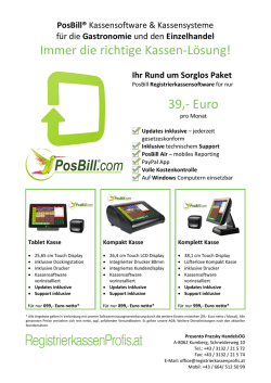 Immer die richtige Kassen‐L&ouml;sung! 39,‐ Euro