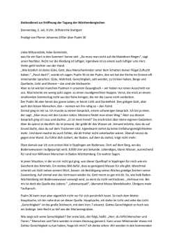 Gottesdienst zur Er&ouml;ffnung der Tagung der W&uuml;rttembergischen