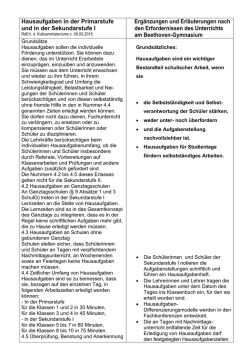 Hausaufgaben in der Primarstufe und in der Sekundarstufe I