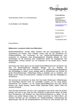 BURGLENGENFELD. Schüler helfen Schülern - Sophie