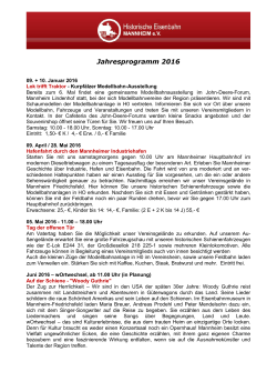 Jahresprogramm 2016 - Historische Eisenbahn Mannheim e.V.