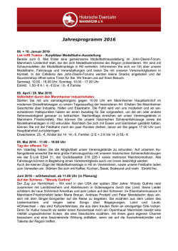 Jahresprogramm 2016 - Historische Eisenbahn Mannheim e.V.