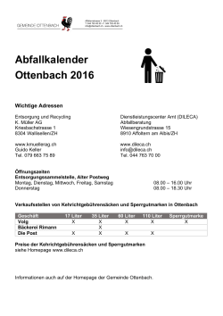 Abfallkalender Ottenbach 2016