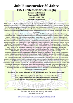 Jubil&auml;umstext - TuS Rugby FFB