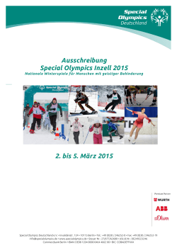 Ausschreibung Special Olympics Inzell 2015 2. bis 5. März 2015