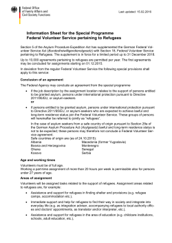 Information Sheet for the Special Programme Federal Volunteer