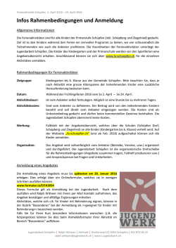 Infos Rahmenbedingungen und Anmeldung